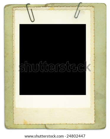 Vintage photograph and papers clipped together. Blank for your photo or text.