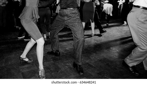 Vintage Photography In Black And White Of Swing Dancing Couples