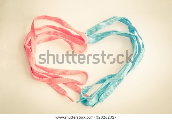 pink and blue shoelaces