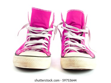 purple and pink sneakers