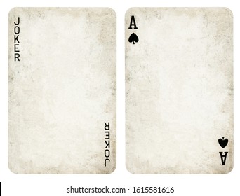 Vintage Playing Cards, Set include Jocker and Ace - isolated on white