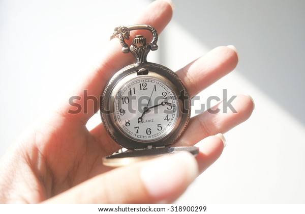 Vintage Pocket Watch Woman Hand Sunlight Stock Photo (Edit Now) 318900299