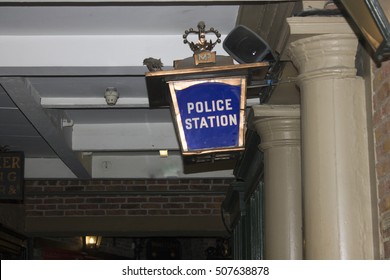 Vintage Police Station Sign In England