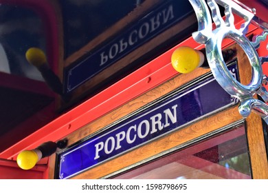 Vintage Popcorn Sign On Trolley 