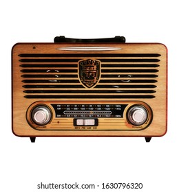 Vintage Portable Radio On White Background.