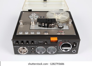 Vintage Portable Reel To Reel Tape Recorder Used For Field Recording By News Reporters In The 1970's.