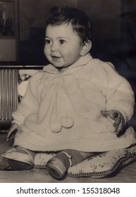 Vintage Portrait Of Beautiful Baby In 1958