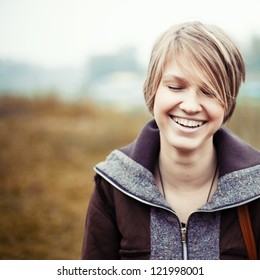 Vintage Portrait Of A Laughing Girl