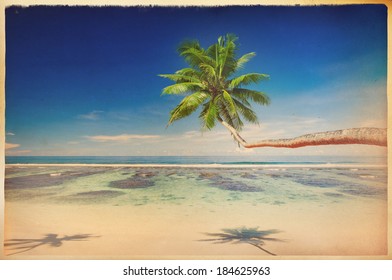 Vintage Postcard Of Tropical Paradise Beach