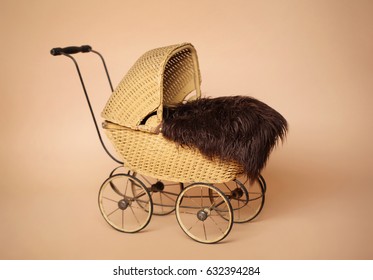 Vintage Pram Baby Carriage Background For Newborn And Baby Photography