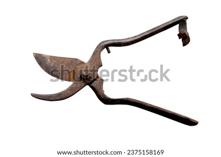 vintage pruning shears,isolated on white backgrond with clipping path.