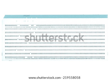 Vintage punched card for computer data storage - cool cyanotype - cool cyanotype