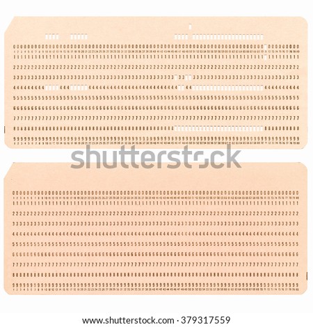  Vintage punched card for computer data storage vintage