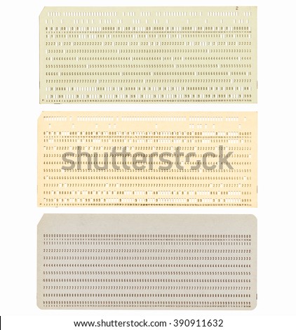  Vintage punched card for computer data storage vintage
