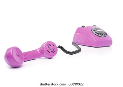 Vintage Purple Telephone Isolated Over White Stock Photo (Edit Now ...