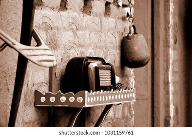 A Vintage Radio In A Home Of A Small Village In  India.