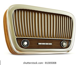 Vintage Radio Isolated On A White Background