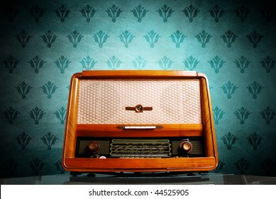 Vintage Radio On Blue Background