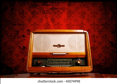 Vintage Radio On Red Background