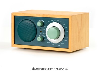 Vintage Radio Over White Background.