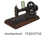 Vintage, rare sewing machine, about 150 years old, from mid-nineteenth century. Retro and antique style. A sewing machine is a machine used to stitch fabric and other materials together with thread.