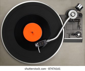 Vintage record player with vinyl record