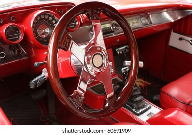 Vintage Red Car Interior