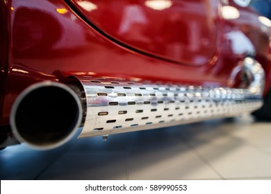 Vintage Red Car Sport Exhaust.