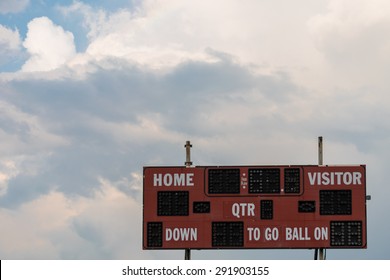 Vintage Red Football Stadium Scoreboard