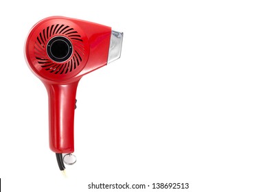 Vintage Red Hair Dryer On A White Background