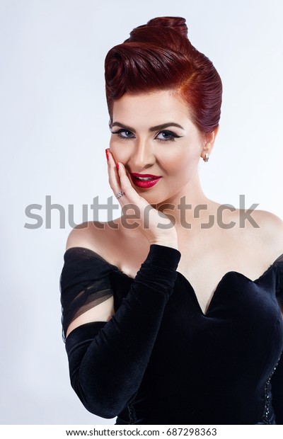 Vintage Red Hair Model Retro Hairstyle Stock Photo Edit Now