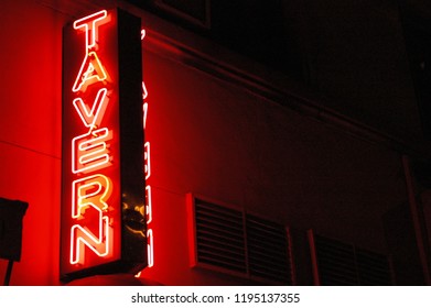 Vintage Red Neon Tavern Sign