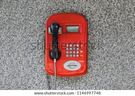 Similar – yellow retro telephone on pink wall, china