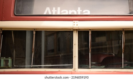 Vintage Red And White Public Transit Bus In Atlanta, Georgia.