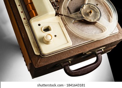 A Vintage Reel Tape Recorder From 1960s. Selective Focus.  
