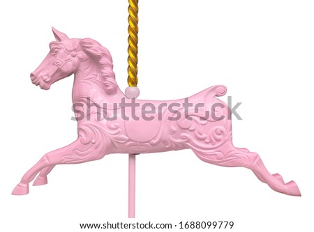 Vintage Retro Carousel (Or Roundabout) Horse On A White Background