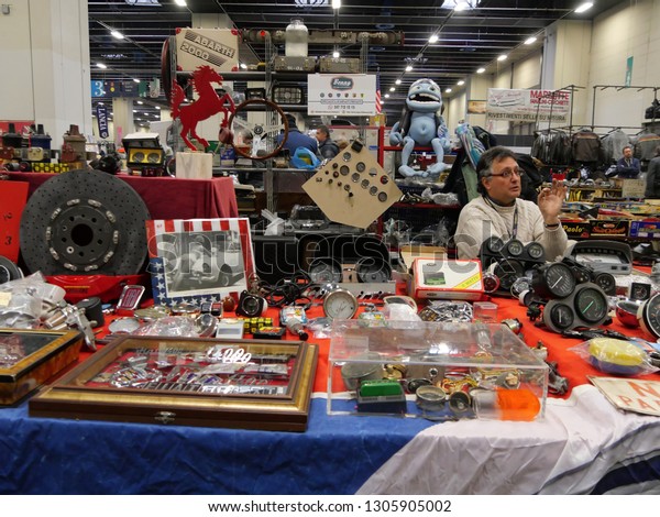 Vintage retro classic cars and bikes spare parts\
market Turin Italy January 31\
2019