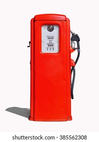 Vintage (retro) Red Gasoline Pump Isolated In White Background
