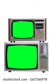 Vintage Retro Style old television with cut out screen, old television on isolated background. Television with green screen. - Shutterstock ID 1657360978