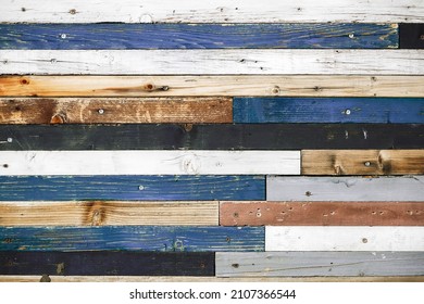 Vintage retro wood texture.Old Colorful Pallet Background.Close up
