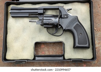 Vintage Revolver In The Case