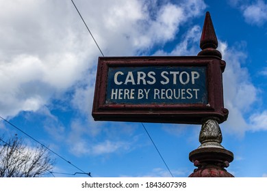 Vintage Road Sign In Crich Tramway Village