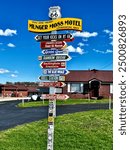 Vintage Route 66 signage outside the Munger Moss Motel in Lebanon, Missouri