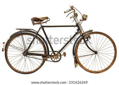 Vintage rusted bicycle isolated on a white background