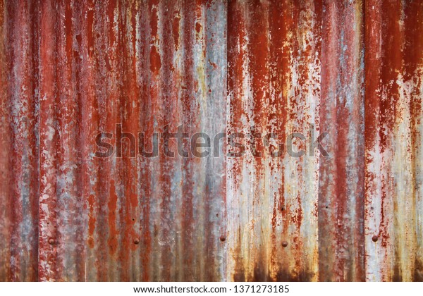 Vintage Rustic Corrugated Metal Cladding Sheet Stock Photo