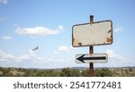 Vintage Rusty Blank Road Sign Against Natural Background