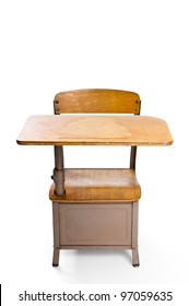 Vintage School Desk Isolated On White