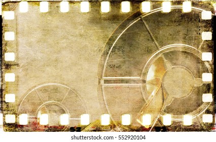 Vintage Sepia Film Strip Frame With Coil.