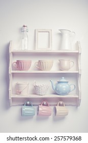 Vintage Shelf In The Kitchen, Shabby Chic Style, Retro Toned