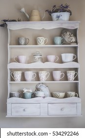 Vintage Shelf In The Kitchen, Shabby Chic Style With Lavender